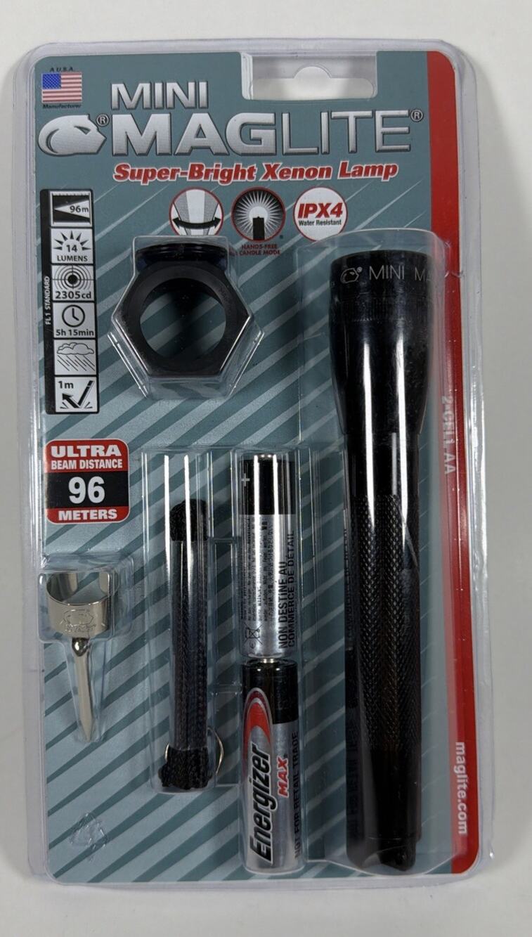 MagLite M2A01C Mini Incandescent 2-Cell AA Flashlight Combo, Black - New